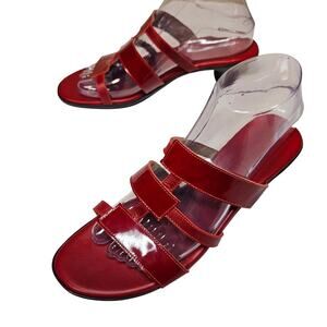 Munro Red 8.5M Patent slipon comfy block heel Lightweight Slippers ComfortTravel